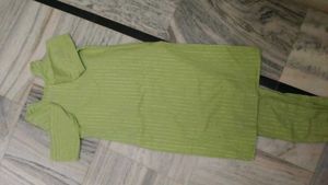 Charming Green Kurta Set with Striped Detail
