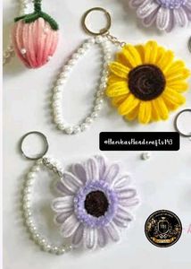 Handmade Flower Keychain with Pearl Strap