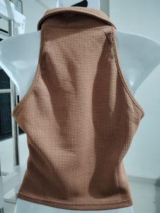 Size S-Brown Halter Top with Buttons
