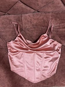 Satin Cowl Neck Corset Top