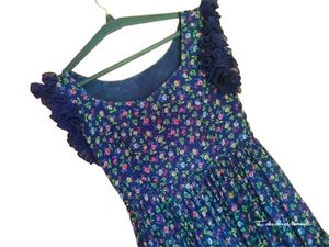 Navy Floral Ruffle Sleeve Tiered Dress