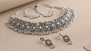 Oxidized Silver Necklace & Earring Set