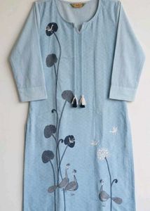Light Blue Floral Print Kurta
