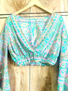 Boho Print  Art silk Crop Top Size-34