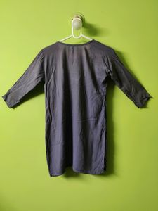 🔥Buy1get1🔥Grey Classic Cotton Kurta Top✅