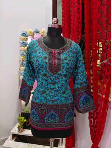 Beautiful Teal Blue Printed Kurta