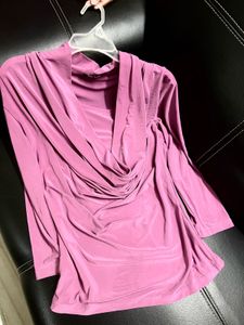 Pink Draped Top y2k Stretchable