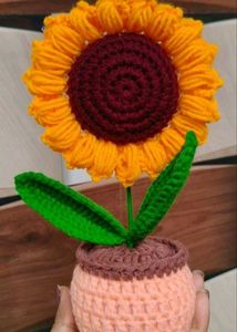Crocheted Sunflower in Pot