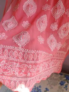 Coral Chikankari Kurta