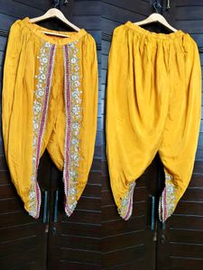 Festive embroidered Silk Ankarkali Dhoti Suit set