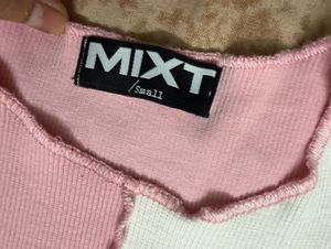 Colorblock pink and white Tank Top