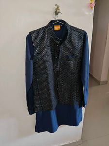 boy's Embellished Sleeveless Jacket with kurta