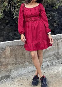 Charming Red Off-Shoulder Dress