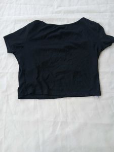 Black Tie-Front Crop Top