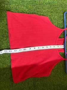 Ribbed Red Tank Top