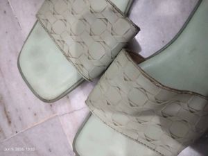 Light Green Slip-On Sandals for women