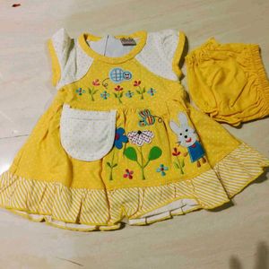 Cute Baby Girl's Yellow Dress Set