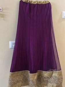 Purple Ethnic Skirt with Gold Border