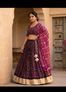 Lehenga Choli Set with bandhani dupatta