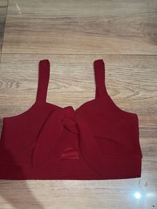 Chic Red Tie-Front Crop Top