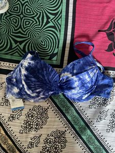 Blue Tie-Dye Bikini Top