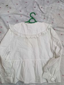 Elegant Zara White Lace Collar peplum top