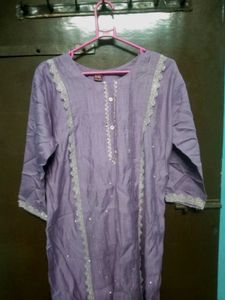Elegant Lavender Kurta with Lace