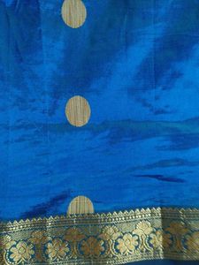 Royal Blue Silk Saree with Gold Border