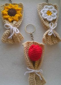 Handmade Crochet Flower Keychain
