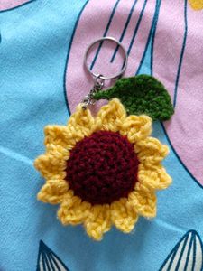 Handmade Crochet Sunflower Keychain
