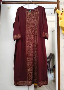 janasya maroon foil print Kurta