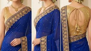 Sparkling Gold Sequin Saree Blouse