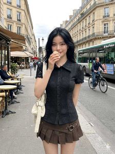 New with tag Korean Chic Black Lace Detail Top