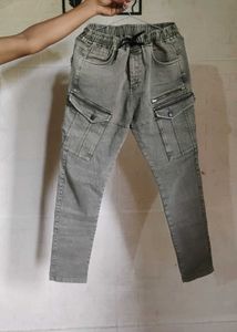 Stylish Grey Cargo Jeans