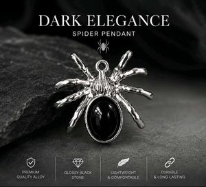 Spider Pendant with Black Stone