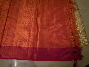 Vibrant Orange Silk Saree with Pink Border