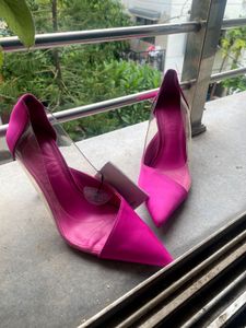 Fuchsia Satin Pointed Toe Heels