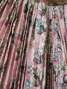 Pleated Floral Print Midi Skirt