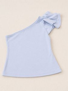 One-Shoulder Ruffle Top (Baby Blue) – Siz