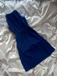 Elegant Navy Blue Halter Dress