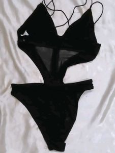 Sexy Black Mesh One-Piece Swimsuit