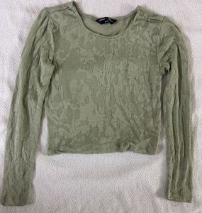 Sage Green Textured Long Sleeve Top