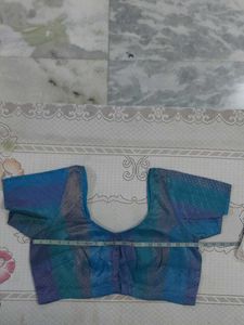 Stunning Blue Printed Silk Blouse with lining