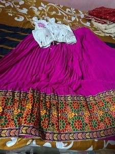 Navratri chaniya choli pink and white