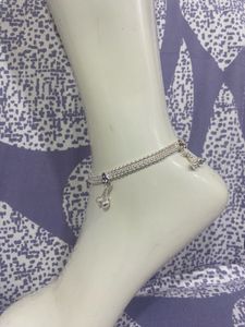 Elegant Silver Anklet with Gem Accents