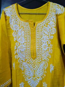 Vibrant Yellow Chikankari Kurta