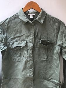 H&amp;M Olive Green Linen Women Shirt
