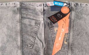 Distressed Gray Denim Jeans