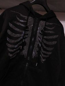 Rhinestone Skeleton Zip-Up Hoodie