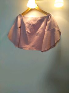 Pink Off-Shoulder Flare Sleeve Top